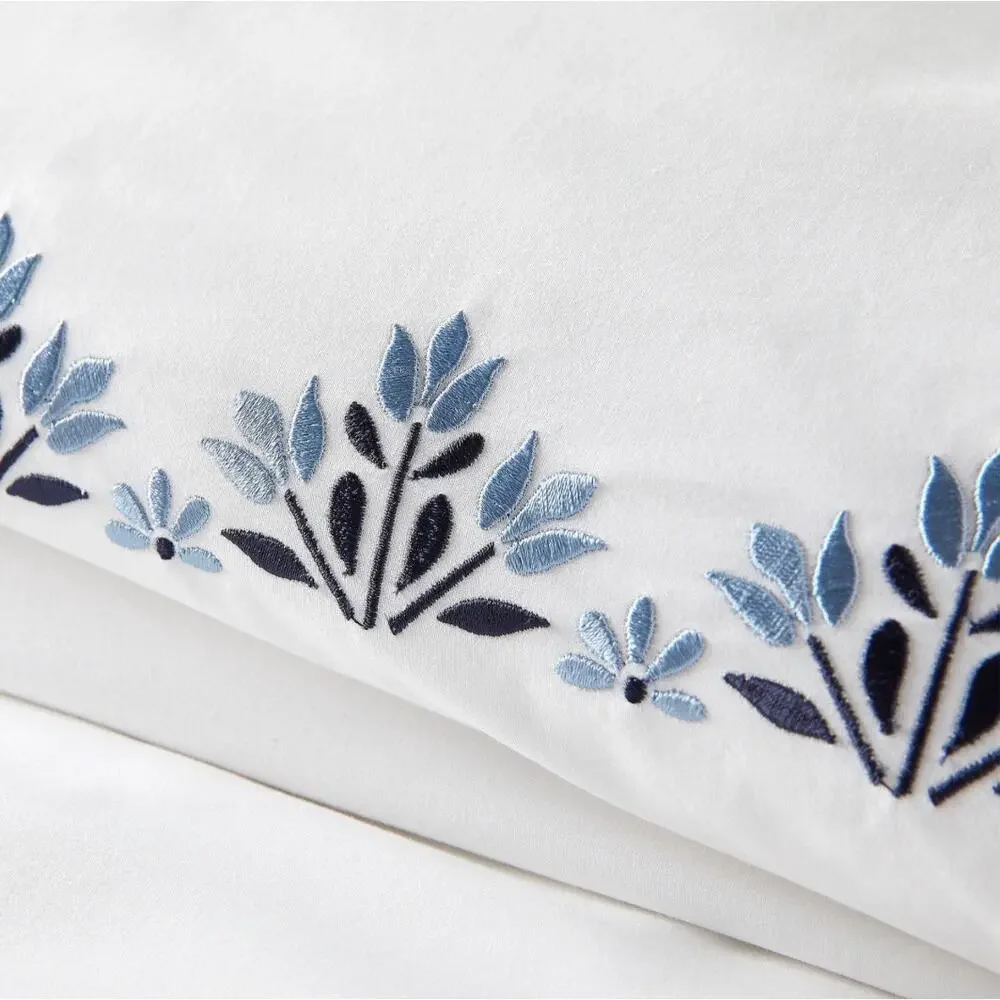 Pottery Barn Blossom Embroidered Organic Percale Duvet & Euro Sham Twin/Twin XL